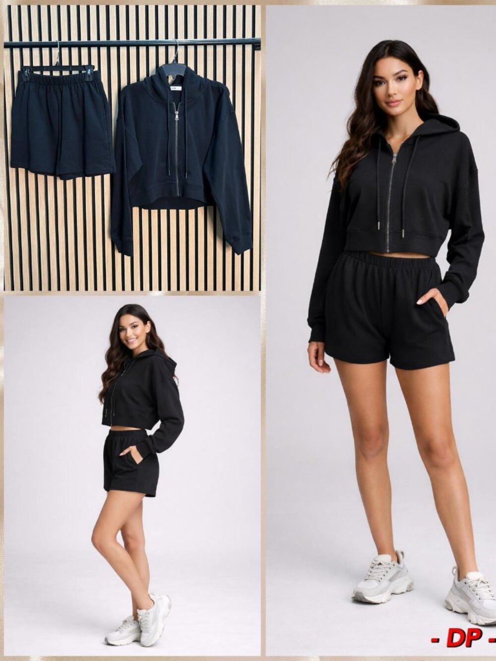 Matching Shorts and Zip Up Hoodie 2 Piece Set 100% Cotton